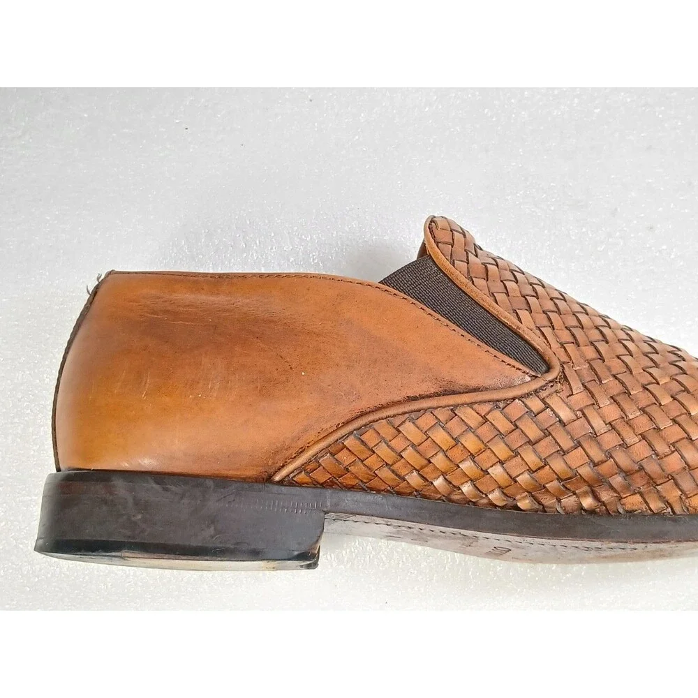 Saks Fifth Avenue Men’s Woven Leather Slip-On Shoes – Made in Italy Size 10